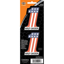 Harley-Davidson® #1 Red White Blue 2-Piece Holographic Decals, 3 x 2 In.CG99117
