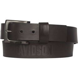 Harley-Davidson Men's Vintage Race Genuine Brown Leather Belt - Antique Nickel