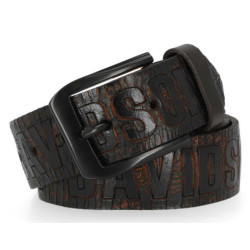 мъжки кожен колан Harley-Davidson® Men's Cracked Earth Raised H-D Logo Leather Belt - Dark Brown