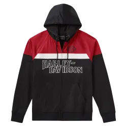 мъжки суичър Harley-Davidson Zip Hoodie Screamin Eagle Color Blocked black/red
