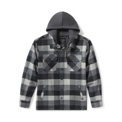 МЪЖКО ЯКЕ Men's Traveler Hooded Shirt Jacket - Plaid - Asphalt & Harley Black