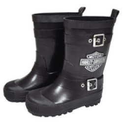 Harley-Davidson® Youth Kids Biker Rubber Rain Boots Black